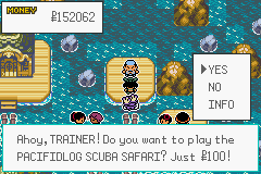 Pokémon Emerald Seaglass scuba minigame