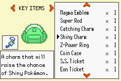 Pokémon Emerald Seaglass shiny charm